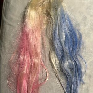 Vibrant Pink and Blue Hair Extensions